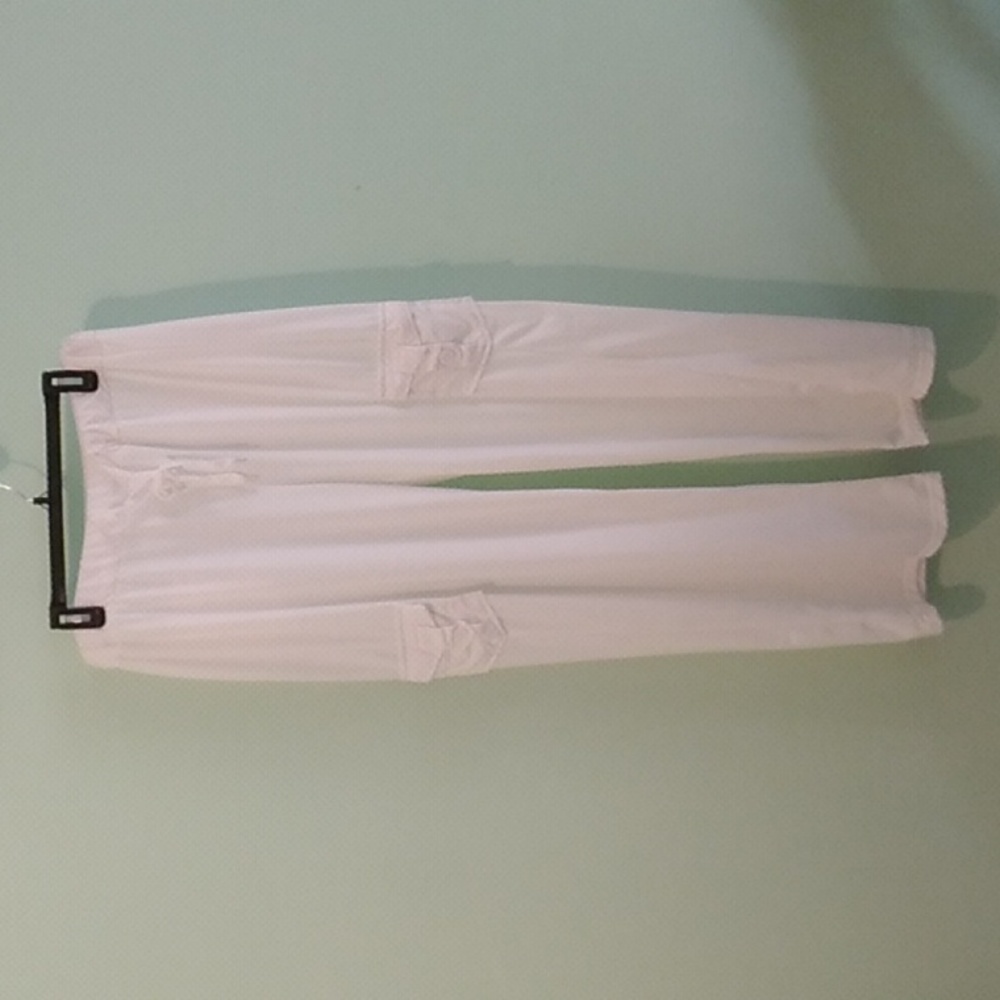 White polyester and spandex wide leg pants S